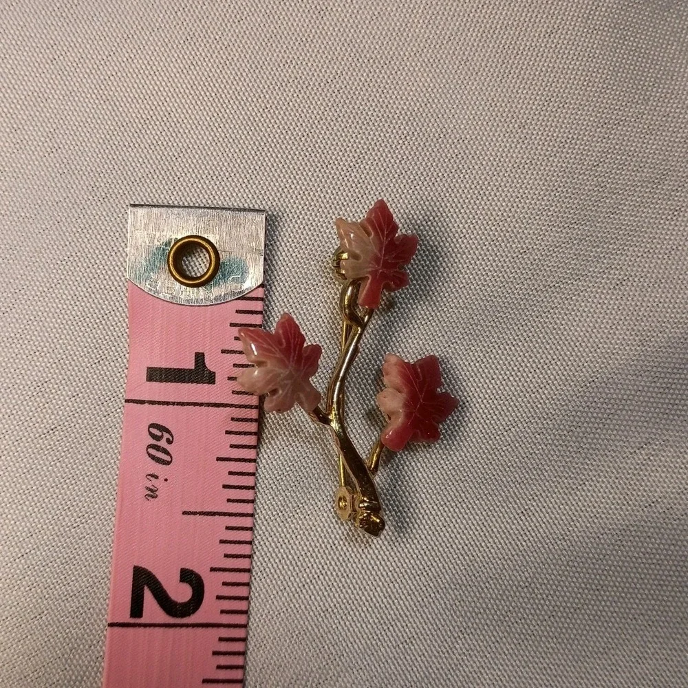 Vintage‎ Tree Branch Brooch Pin Pink Stone Leaves Coral